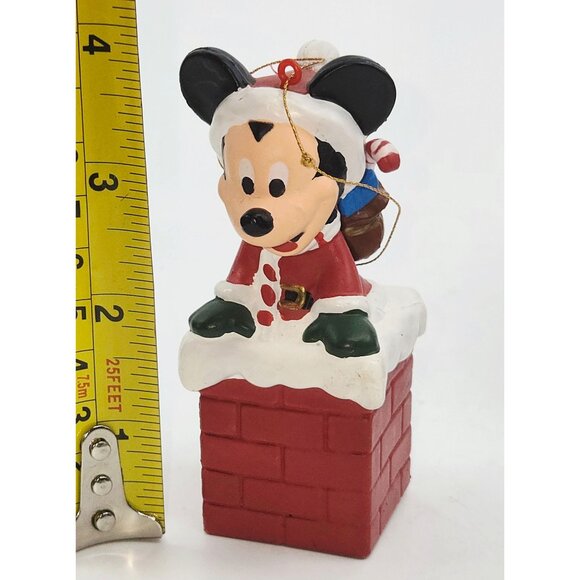 Vtg Mickey Mouse Christmas Ornament Santa On Chimney 4 Inches - Picture 5 of 5